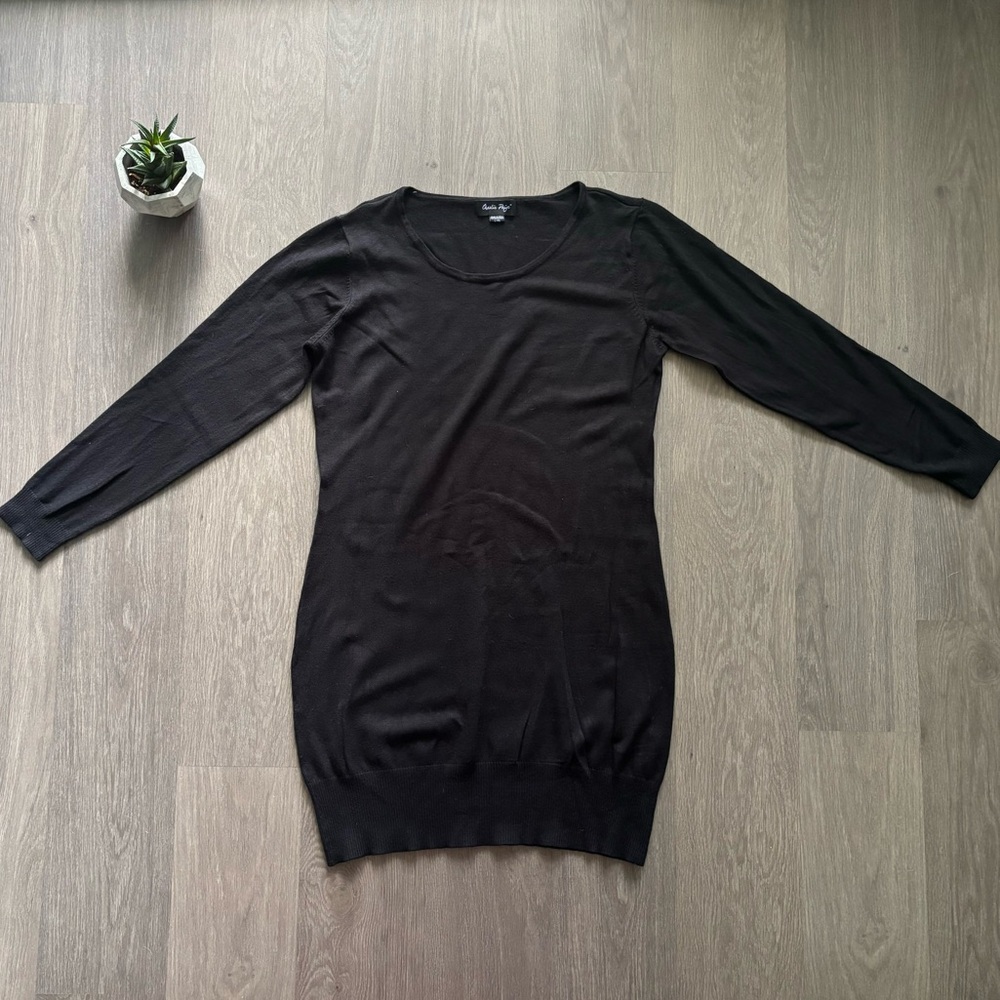 Charlie Paige Black Long-Sleeve Sweater Mini Dress